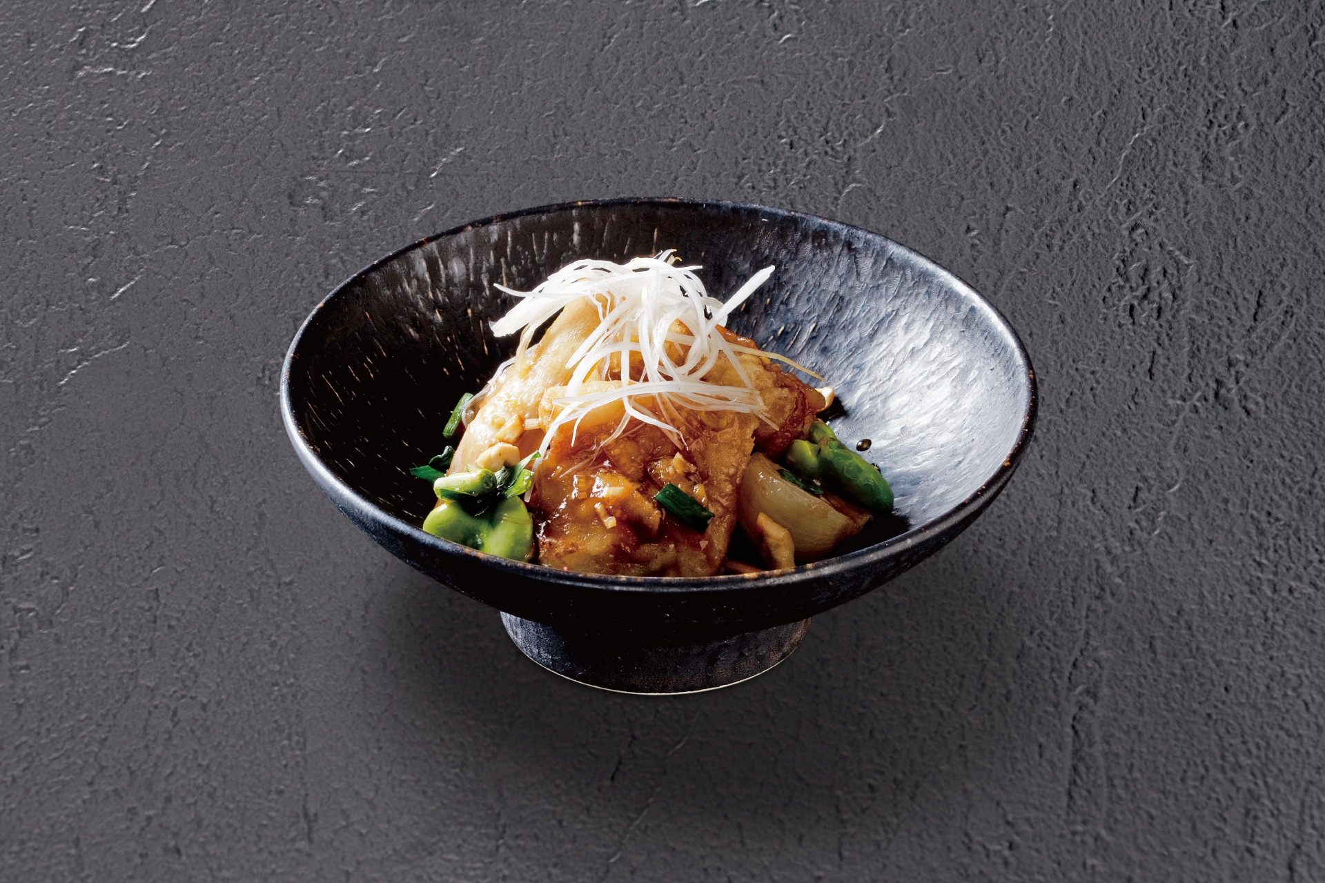 国産豚と筍の黒酢油淋豚