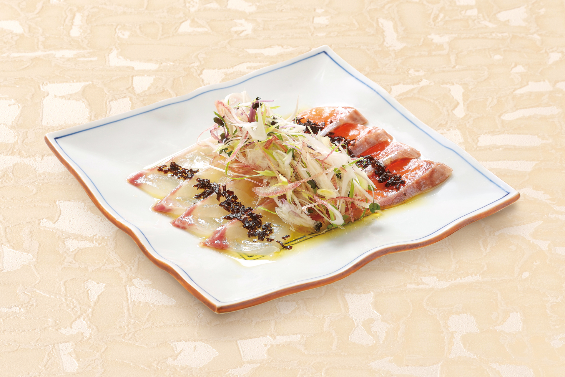 桜鯛とサーモンのカルパッチョ
