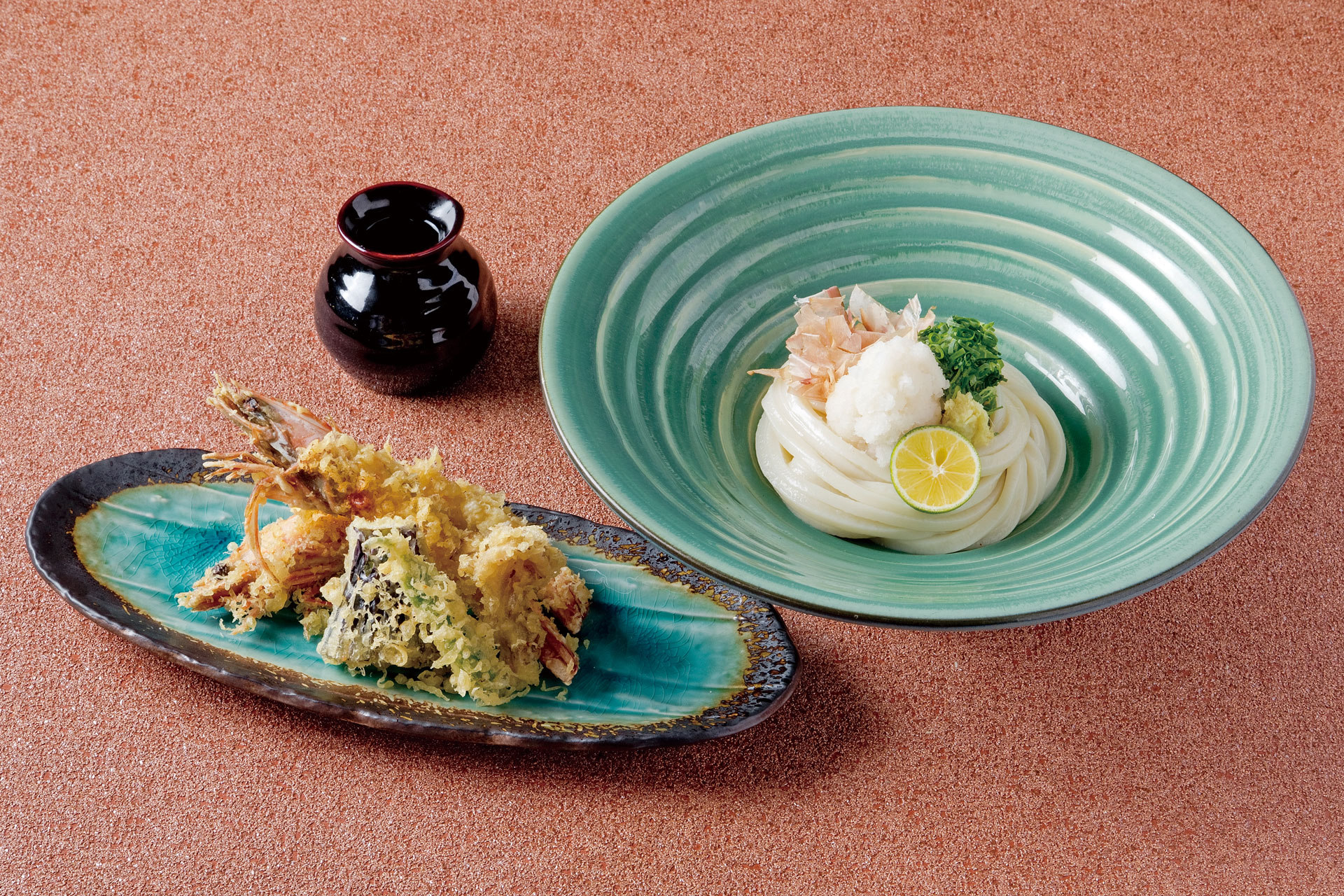 天然大海老天扶良 すだちおろしのおうどん